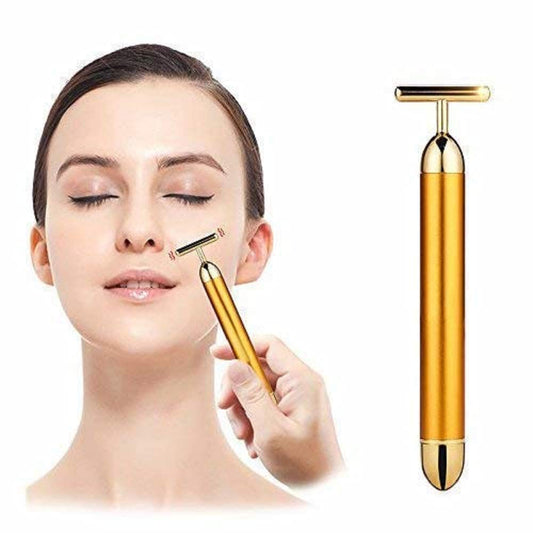 Dealsure 24K Gold Face Massager Electric T-Shaped Facial Roller